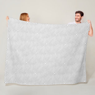 Zilver grijs geometrisch ontwerp op elke kleur fleece deken