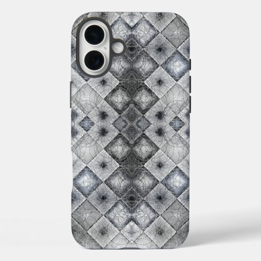 Zilver & Grijs Geometrische Abstracte Lattice Text Case-Mate iPhone Case (Achterkant)