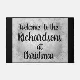 Zilver grijs gepersonaliseerde familie Welkom Deurmat