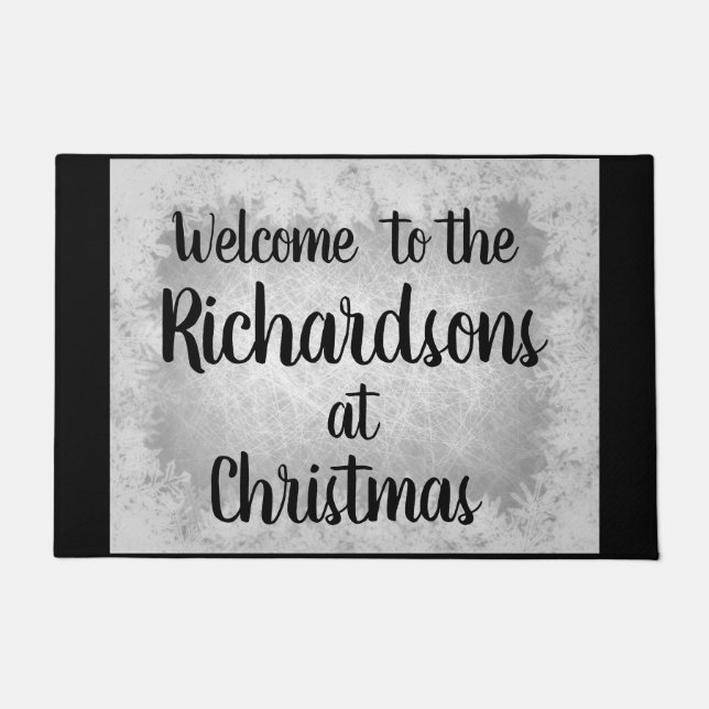 Zilver grijs gepersonaliseerde familie Welkom Deurmat (Voorkant)