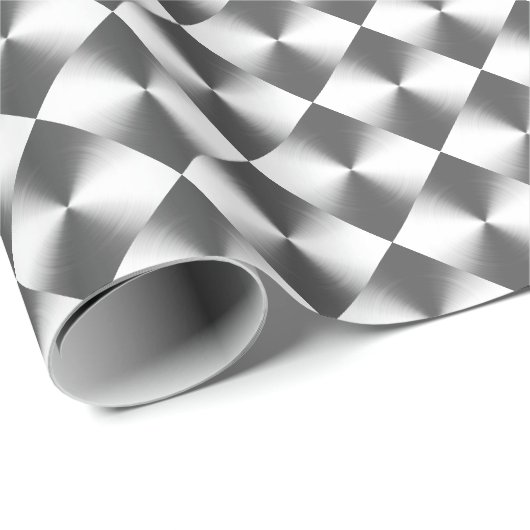 Zilver Grijs Gestreepte Patroon Cadeaupapier (Rol Hoek)