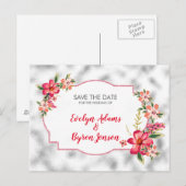 Zilver grijs glas en bloemen aankondigingskaart (Voorkant / Achterkant)