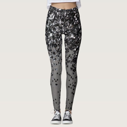 Zilver grijs glitter #4 (Faux Glitter) #glans #art Leggings (Voorkant)