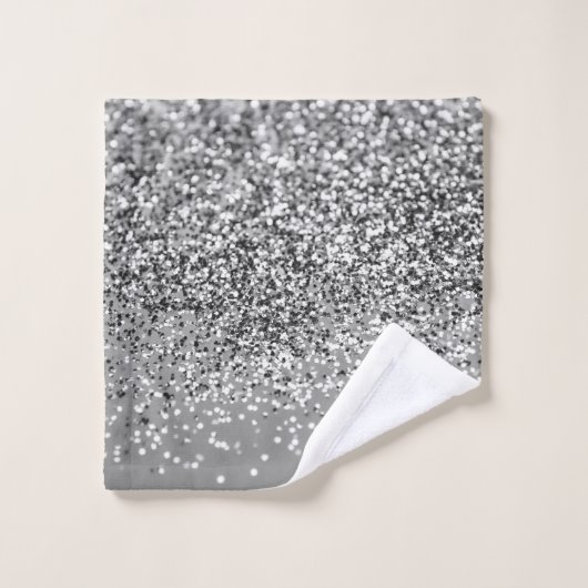 Zilver grijs glitter #5 (Faux Glitter) #glans #art Bad Handdoek (Wasdoekje)