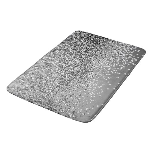 Zilver grijs glitter #5 (Faux Glitter) #glans #art Badmat (Gekanteld)