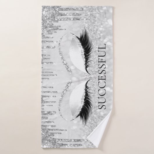 Zilver grijs glitter Effect Eyes Makeup Name Badhanddoek (Badhanddoek)