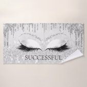 Zilver grijs glitter Effect Eyes Makeup Name Badhanddoek (Badhanddoek)