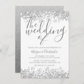 Zilver grijs glitter elegant modern huwelijk kaart (Voorkant / Achterkant)