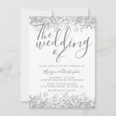 Zilver grijs glitter elegant modern huwelijk kaart (Voorkant)