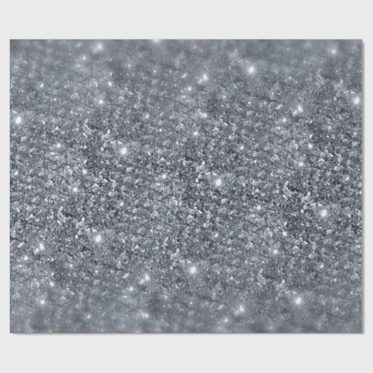 Zilver grijs glitter fijn wit cadeaupapier (Vlak)