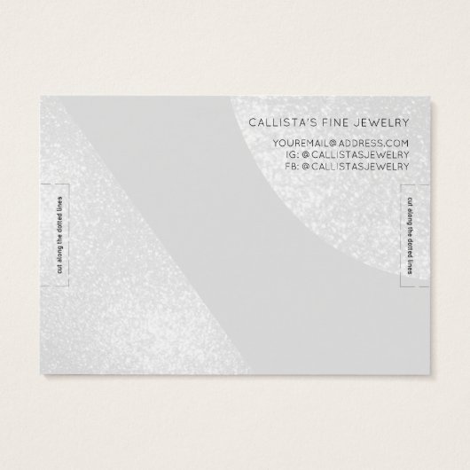 Zilver grijs glitter Geo Heart Bracelet display Visitekaartje (Achterkant)