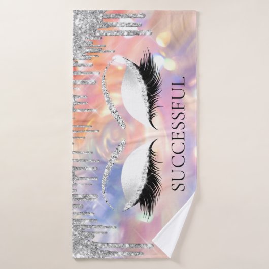 Zilver grijs glitter Holograaf oogmerk Makeup Badhanddoek (Badhanddoek)