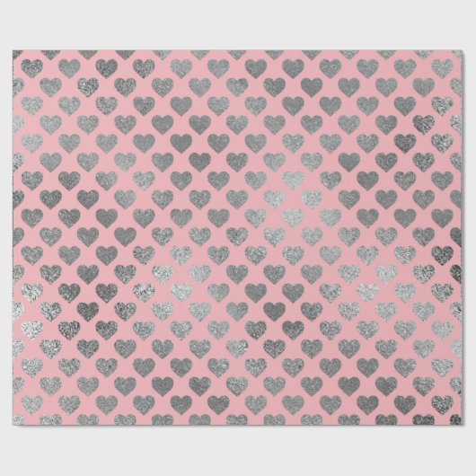 Zilver grijs glitter metallisch roze blindheid cadeaupapier (Vlak)