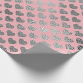 Zilver grijs glitter metallisch roze blindheid cadeaupapier (Hoek)