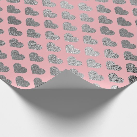 Zilver grijs glitter metallisch roze blindheid cadeaupapier (Hoek)