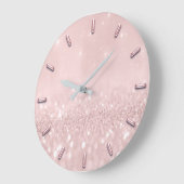 Zilver grijs glitter Minimale Roze Roze Blush Girl Grote Klok (Hoek)