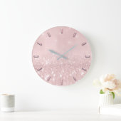 Zilver grijs glitter Minimale Roze Roze Blush Girl Grote Klok (Huis)