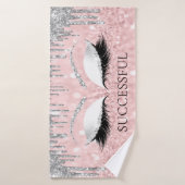 Zilver grijs glitter roze roze roze oogmerk badhanddoek (Badhanddoek)