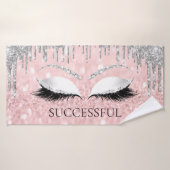 Zilver grijs glitter roze roze roze oogmerk badhanddoek (Badhanddoek)