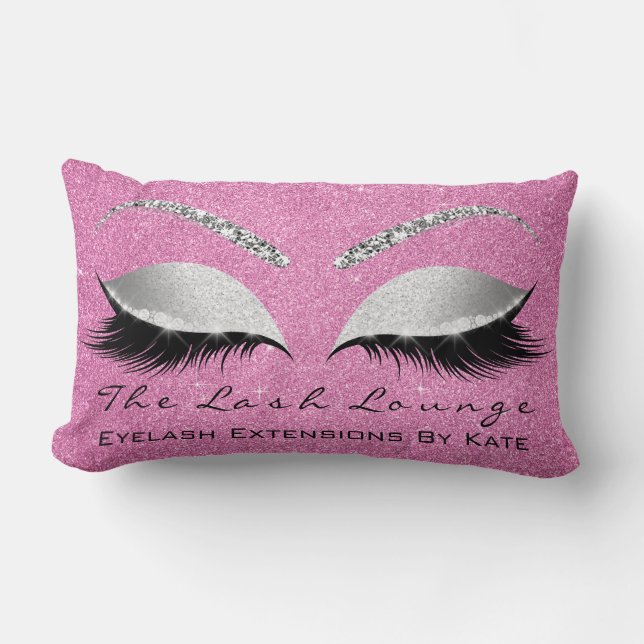 Zilver grijs glitter roze roze roze roze roze rots kussen (Voorkant)