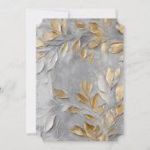 Zilver Grijs Goud Bladeren Bruiloft Kaart (Achterkant)