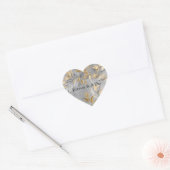 Zilver Grijs Goud Bladeren Hart Sticker (Envelop)