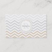 Zilver Grijs Goud Chevron Monogram Visitekaartje (Voorkant)