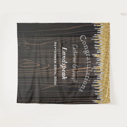 Zilver Grijs Goud Glitters Glazuur Trouwen Wandkleed (Voorkant (horizontaal))