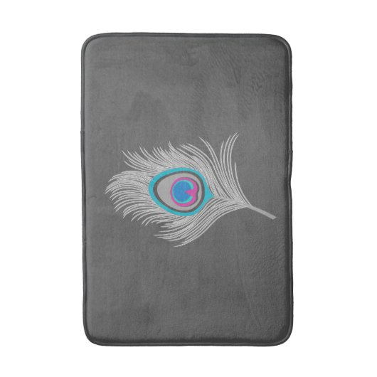 Zilver grijs / Grijze pesether op grafiet Badmat (Voorkant Verticaal)