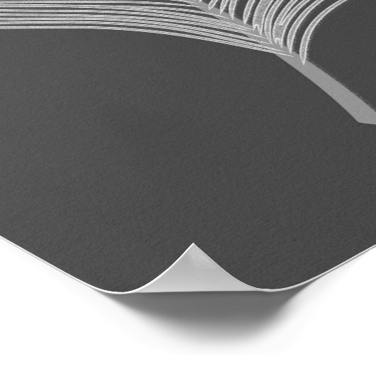 Zilver grijs / Grijze pesether op grafiet Poster (Hoek)