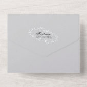 Zilver grijs huwelijk in één keer all in one uitnodiging (Achterkant)