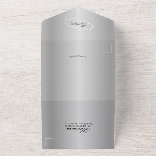 Zilver grijs huwelijk in één keer all in one uitnodiging (Buitenkant)