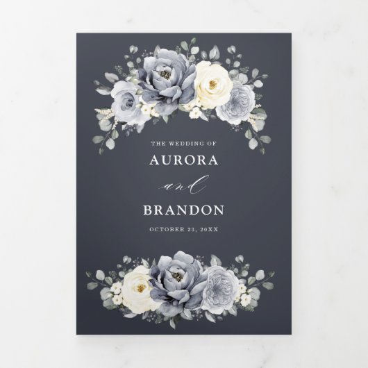 Zilver Grijs Ivoor Bloemige Winter Landelijke Trou Drieluik Aankondiging (Cover)