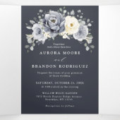 Zilver Grijs Ivoor Bloemige Winter Landelijke Trou Drieluik Aankondiging (Binnenkant midden)