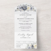 Zilver grijs ivoor - winterhuwelijk all in one uitnodiging (Binnen)