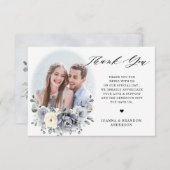 Zilver grijs ivoor - winterhuwelijk bedankkaart (Voorkant / Achterkant)