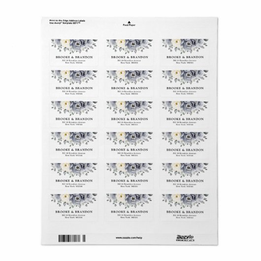 Zilver grijs ivoor - winterhuwelijk etiket (Full Sheet)