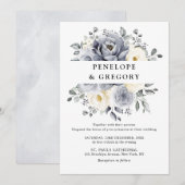 Zilver grijs ivoor - winterhuwelijk kaart (Voorkant / Achterkant)