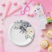 Zilver grijs ivoor - winterhuwelijk papieren bordje (Feest)