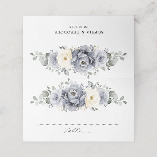 Zilver grijs ivoor - winterhuwelijk plaatskaartje (Buitenkant ongevouwen)
