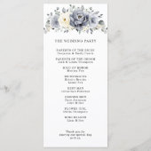 Zilver grijs ivoor - winterhuwelijk programmakaart (Achterkant)