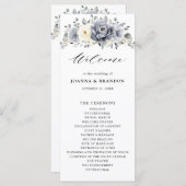 Zilver grijs ivoor - winterhuwelijk programmakaart (Voorkant / Achterkant)