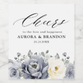 Zilver grijs ivoor - winterhuwelijk wijn etiket (Enkel label)