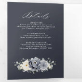 Zilver Grijs Ivory Bloem Winter Landelijke Trouw T Drieluik Aankondiging (Binnenzijde eerst)