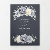 Zilver Grijs Ivory Bloemige Winter Landelijke Trou Drieluik Aankondiging (Cover)