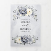 Zilver Grijs Ivory Bloemige Winter Landelijke Trou Drieluik Aankondiging (Cover)