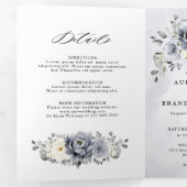 Zilver Grijs Ivory Bloemige Winter Landelijke Trou Drieluik Aankondiging (Binnenzijde eerst)