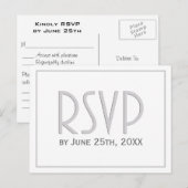 Zilver Grijs Klassieke Eenvoudige Huwelijk RSVP Uitnodiging Briefkaart (Voorkant / Achterkant)