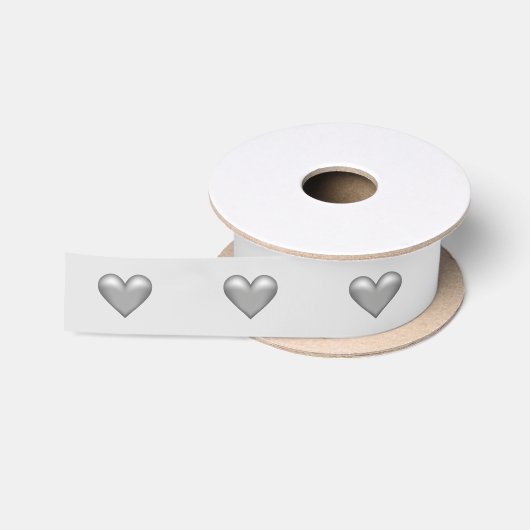 Zilver Grijs Kleur Hartjes Satijnen Lint (Spoel)