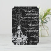 Zilver & Grijs Kroonluchters Victoriaans Damask Br Kaart (Staand voorkant)